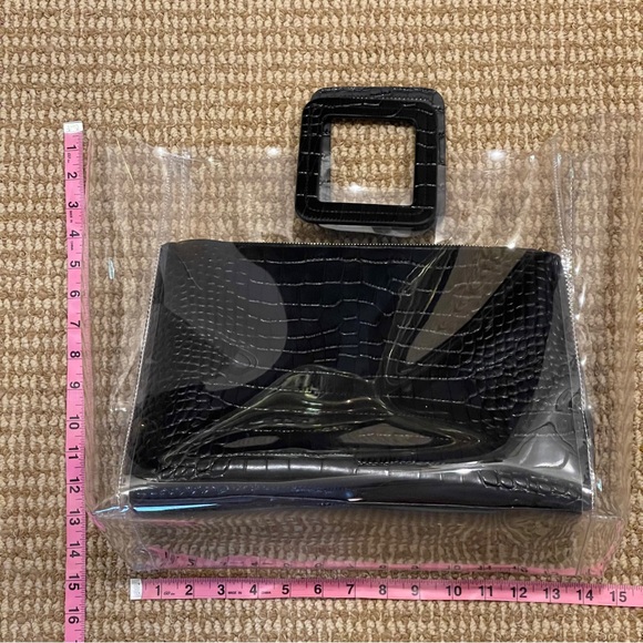 Staud Black Croc and Clear PVC Shirley Bag - Picture 4 of 7